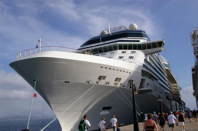 Bow of Celebrity Equinox While Docked in St Kitts
